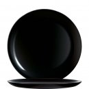 Schwarzer runder Glasteller aus Opalglas in Coupform ohne...