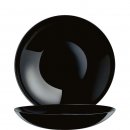 Schwarzer runder tiefer Teller aus Opalglas in Coupform...