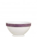 Arcoroc Suppenschale aus der Serie Brush mit einem lila-farbigen Streifendekor und einem Fassungsvermögen von einundfünfzig Zentiliter sind die ideale Lösung für Kantine oder Altenheim