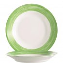 Arcoroc Suppenteller aus der Serie Brush mit einem grün-farbigen Streifendekor und einem Durchmesser von 225 millimeter sind die ideal für den Einsatz im Kindergarten oder Altenheim