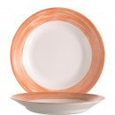 Arcoroc Suppenteller aus der Serie Brush mit einem orange-farbigen Streifendekor und einem Durchmesser von 225 millimeter sind die ideal für den Einsatz im Kindergarten oder Altenheim
