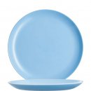 Hellblauer runder Glasteller aus Opalglas in Coupform...