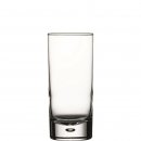Longdrinkglas in zylindrischer Form mit einer Luftblase in dem stabilen Eisboden