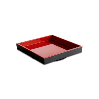 ASIA PLUS Bento Box eckig aus Melamin - 15,5 x 15,5 x 3 cm - rot/schwarz