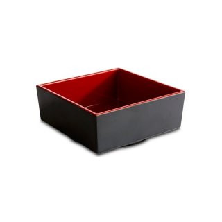 ASIA PLUS Bento Box eckig aus Melamin - 15,5 x 15,5 x 6,5 cm - rot/schwarz