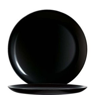 Schwarzer runder Glasteller aus Opalglas in Coupform ohne breiten Rand