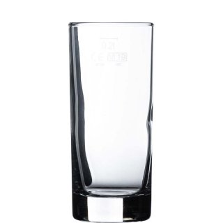 Geeichtes Longdrinkglas von Arcoroc Islande Trinkglas mit einem Inhalt von zweiundzwanzig Zentiliter und einem Füllstrich bei 0,2 Liter