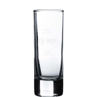 Arcoroc Schnapsglas mit Füllstrich, Serie Islande, Spirituosenglas mit einem Inhalt von 6,5 cl, 2 und 4 centiliter geeicht