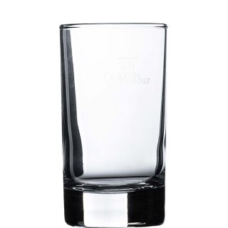 Geeichtes Longdrinkglas Islande von Arcoroc mit einem Inhalt von sechszehn Zentiliter und einem Füllstrich bei 0,1 Liter