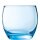 Bauchiges Wasserglas in blauer transparenter Farbe.