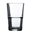 Longdrinkglas aus der Serie Stack Up von dem französischen Trinkglas Hersteller Arcoroc mit einem Fassungsvermögen von zweihundertneunzig Milliliter 