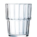 Stabiles Trinkglas mit einem Stapelrand und Längsrillen