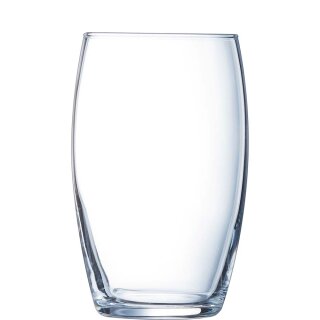 Günstiges bauchiges Longdrinkglas von Arcoroc aus der Serie Vina mit einem Fassungsvermögen von sechsunddreißig Zentiliter