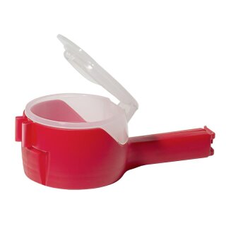 Beutelklammer twixit! mit verschließbarer Schütte, Farbe rot, Länge 14 cm