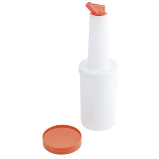 Getränkemix-/ Vorratsbehälter 1 Liter, Ausgießer & Deckel: ORANGE, Behälter: Weiß