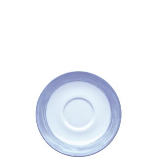 Arcoroc Untertasse aus der Serie Brush mit einem blau-farbigen Streifendekor und einem Durchmesser von 145 millimeter passend zu der Suppentasse und Kaffeetasse Brush Blue