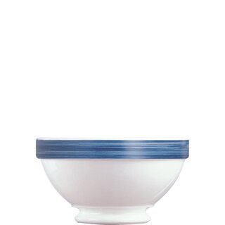 Arcoroc Suppenschale aus der Serie Brush mit einem dunkelblau-farbigen Streifendekor und einem Fassungsvermögen von einundfünfzig Zentiliter sind die ideale Lösung für Kantine oder Altenheim
