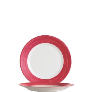 Arcoroc Tellerchen aus der Serie Brush mit einem rot-farbigen Streifendekor und einem Durchmesser von 155 millimeter sind die ideal als Obsttellerchen oder Snacktellerchen im Kindergarten oder Altenheim