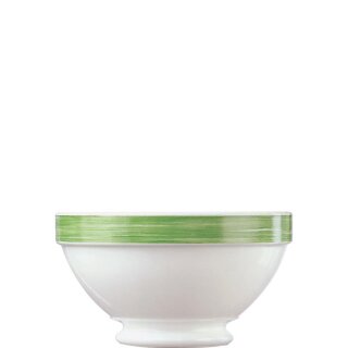 Arcoroc Suppenschale aus der Serie Brush mit einem grün-farbigen Streifendekor und einem Fassungsvermögen von einundfünfzig Zentiliter sind die ideale Lösung für Kantine oder Altenheim