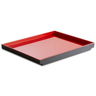 ASIA PLUS Tablett aus Melamin - GN 1/2 - 32,5 x 26,5 cm x 3 cm - rot/schwarz