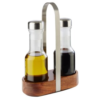 Essig- und Öl-Menage WOOD - H: 24,5 cm - Flasche je 200 ml