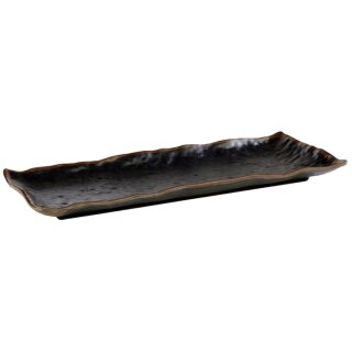 MARONE Tablett aus Melamin - schwarz/braunem Rand - 39 x 16 cm - H: 3 cm