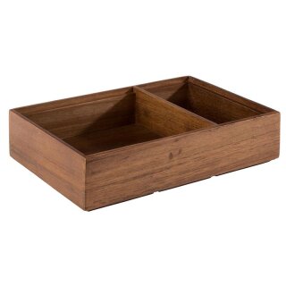 Holzbox WOODY aus Akazienholz, 22,5 x 15 cm, H: 5,5 cm mit 2 Fächer