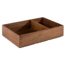 Holzbox WOODY aus Akazienholz, 22,5 x 15 cm, H: 5,5 cm mit 2 Fächer
