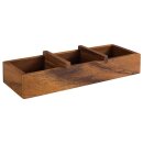 Holzbox TABLE aus Akazienholz, 23,5 x 8,5 cm, H: 4,5 cm, 3 Fächer je 6,5 x 6,5 cm