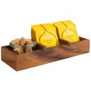 Holzbox TABLE aus Akazienholz, 23,5 x 8,5 cm, H: 4,5 cm, 3 Fächer je 6,5 x 6,5 cm