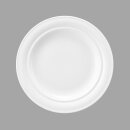 Porzellan Frühstücksteller flach in weiß mit einem gut greifbaren breiten Tellerrand