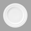 Porzellan Teller flach in weiß mit einem gut greifbaren breiten Tellerrand