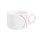 Kaffeetasse Porzellan weiß stapelbar dekoriert mit drei Linien in rot orange grau Inhalt achtzehn zentiliter