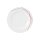 Porzellan Teller für Kuchen weiß dekoriert mit drei Linien in rot orange grau Durchmesser siebzehn zentimeter