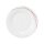 Porzellan Teller für Frühstück weiß dekoriert mit drei Linien in rot orange grau Durchmesser siebzehn zentimeter