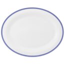 Porzellan Platte oval in weiß am Tellerrand mit...