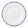 Porzellan Teller in weiß am Tellerrand mit einem schmalen blauen Farbband dekoriert