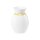 Porzellan Kerzenleuchter in weiß und oben am Rand mit einem schmalen gelben Farbband dekoriert