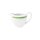 Milchkännchen Porzellan in weiß mit 1 Henkel und oben am Rand mit einem schmalen grünen Farbband dekoriert