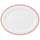 Porzellan Platte oval in weiß am Tellerrand mit...