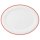 Porzellan Platte oval in weiß am Tellerrand mit einem schmalen roten Farbband dekoriert