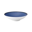 Schale Porzellan stabiler Gastronomie Qualität in einer Coup Form von unten weiß und von oben in der Farbe blau mit einem dunklem Rand am Schalenrand