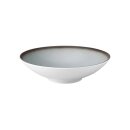 Schale Porzellan stabiler Gastronomie Qualität in einer Coup Form von unten weiß und von oben in der Farbe grau mit einem dunklem Rand am Schalenrand