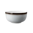 Schale Porzellan stabiler Gastronomie Qualität in einer Coup Form von innen weiß und von aussen in der Farbe grau mit einem dunklem Rand am Schalenrand