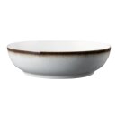 Schale Porzellan stabiler Gastronomie Qualität in einer Coup Form von innen weiß und von aussen in der Farbe grau mit einem dunklem Rand am Schalenrand