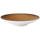 Schale Porzellan stabiler Gastronomie Qualität in einer Coup Form von unten weiß und von oben in der Farbe braun mit einem dunklem Rand am Schalenrand