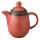 Kaffeekännchen Porzellan stabiler Gastronomie Qualität in einer runden Form mit Henkel von innen weiß und von aussen in der Farbe rot mit einem dunklem Rand am oberen Rand und am Deckelrand
