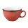 Milchkaffeetasse Porzellan stabiler Gastronomie Qualität in einer runden Form mit Henkel von innen weiß und von aussen in der Farbe rot mit einem dunklem Rand am Trinkrand