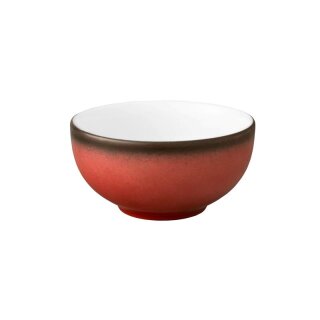 Porzellan Schälchen stabiler Gastronomie Qualität hohe Form von innen weiß und von aussen in der Farbe rot mit einem dunklem Rand am Schalenrand