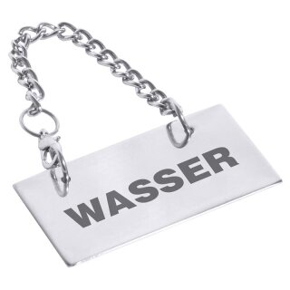 Schild aus Edelstahl für Kannen, mit Beschriftung: WASSER